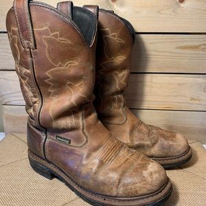Dan Post Western Cowboy Boot Size 8 Brown Leather Vintage